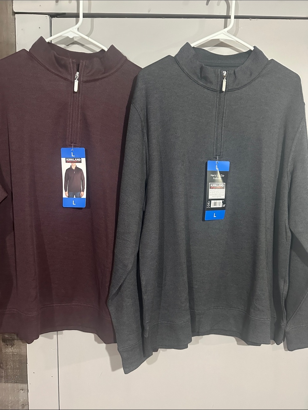 Kirkland Signature Men’s Half-Zip Sweaters in Charcoal Gray and Burgundy